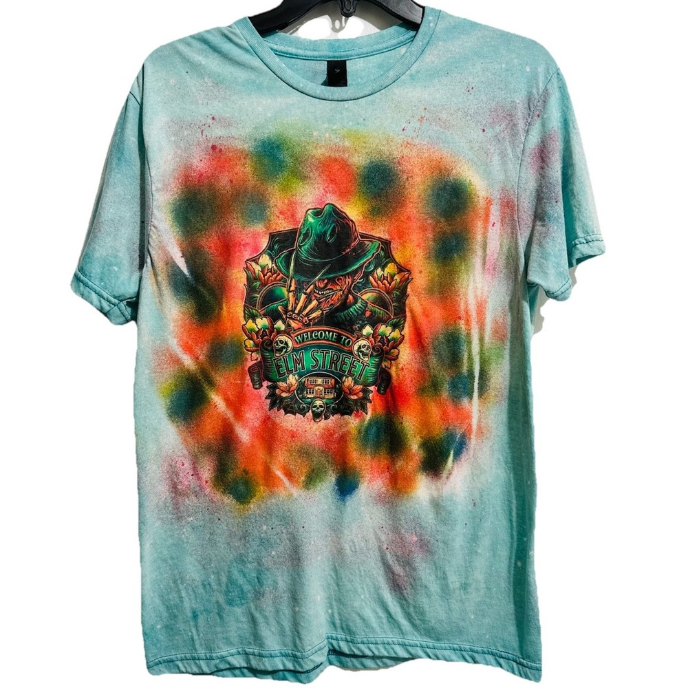 Freddy Krueger, Halloween, Welcome to Elm Street Shirt Blood Splatter Bleached